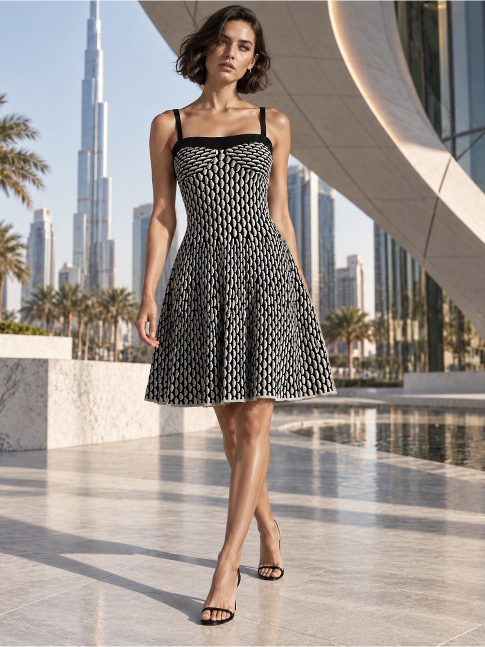 M Missoni Black & White Knit Fit & Flare Dress ~ Sz 44 (8 or 10 US)